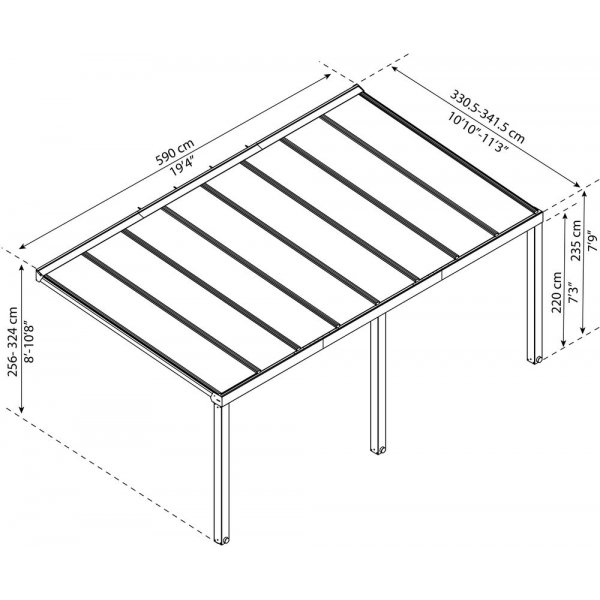 Parvekekatto Stockholm 3,4X5,9 - Harmaa Parvekekatto Stockholm 3,4X5,9 - Harmaa