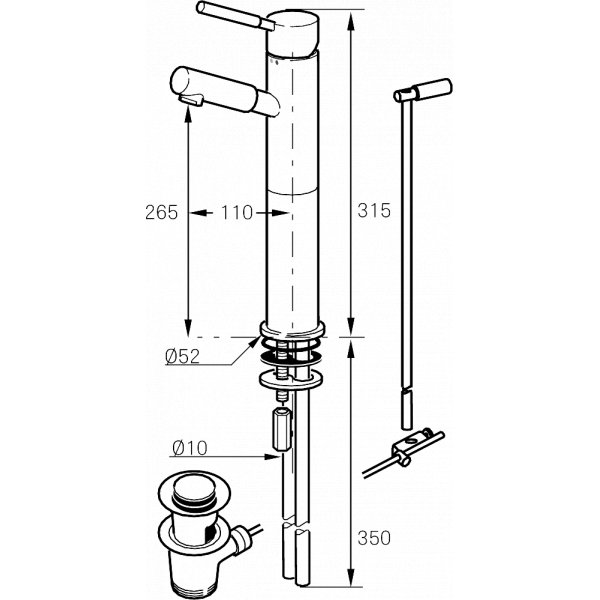 Mora Inxx A2 Med förhöjd fot - Krom, utan lyftventil Mora Inxx A2 Med förhöjd fot - Krom, utan lyftventil