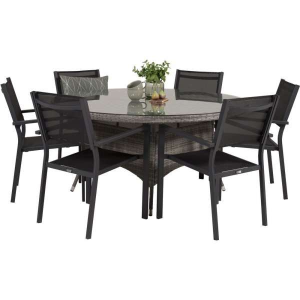 Frubol Matgrupp (�150) - Svart/Gr� - 6 Stolar