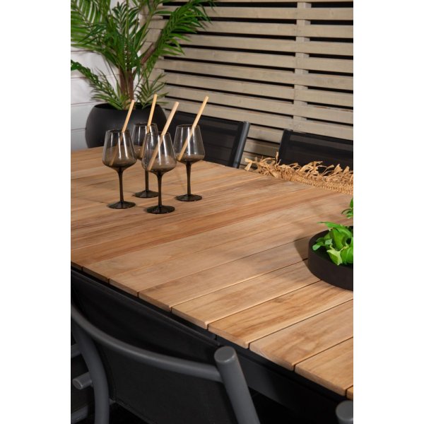 Maglehem Matgrupp (160x90) - Svart/Natur - 8 Stolar