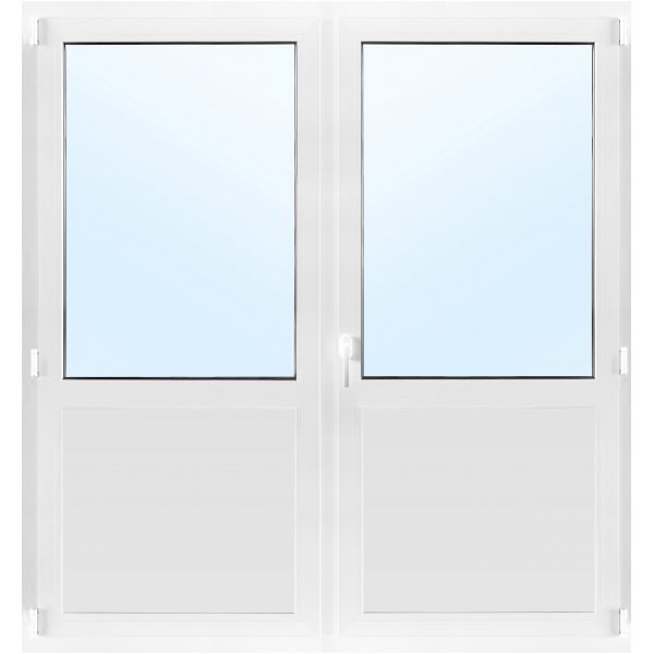 Pardörr med fönster 3-glas - Utåtgående - PVC - U-värde 0,96 + Drevband Pardörr med fönster 3-glas - Utåtgående - PVC - U-värde 0,96 + Drevband
