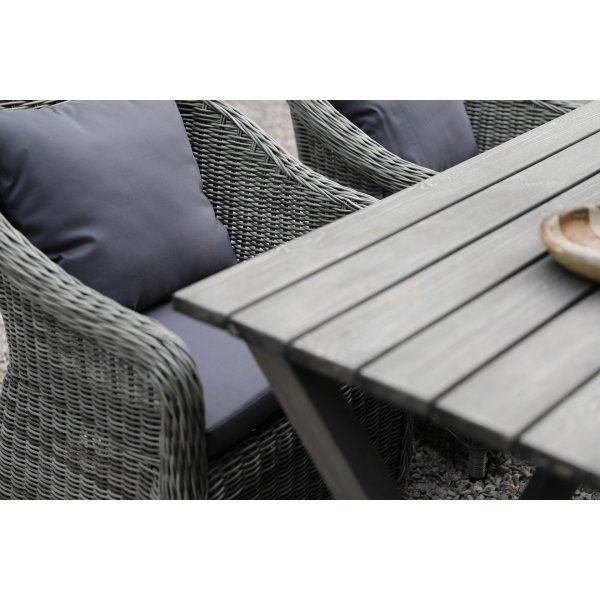 Matgrupp - Scottsdale Bord 150 cm | Rustik grå inklusive 4 fåtöljer Matgrupp - Scottsdale Bord 150 cm | Rustik grå inklusive 4 fåtöljer