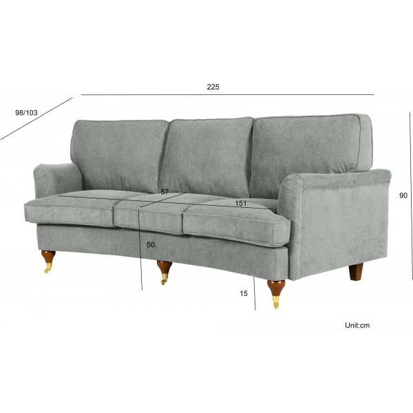 Howard 3-sits soffa grå 225 cm Howard 3-sits soffa grå 225 cm