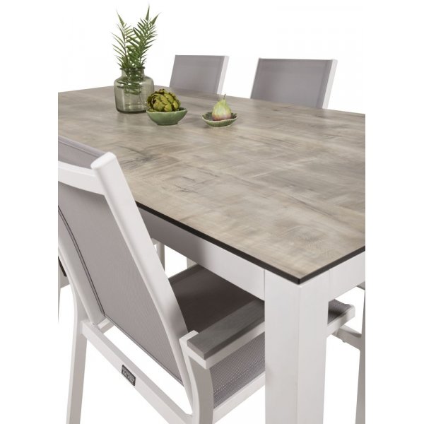 Tottarp Matgrupp (205x100) - Vit/Gr - 6 Stolar