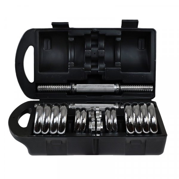 Hantelset - Kromade vikter & hantel - 15 kg