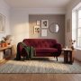 1 Burgunderrotes 3-Sitzer-Sofa Boggie - 190 cm breit, Samtbezug Matt Velvet 59, schwarze Beine