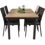Maglehem Matgrupp (160x90) - Svart/Natur - 4 Stolar