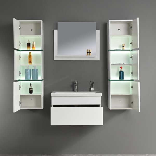 Kylpyhuonekalusteet Venetsia 60 cm - Valkoinen LED-valaistuksella + WC-paperin pidike Kylpyhuonekalusteet Venetsia 60 cm - Valkoinen LED-valaistuksella + WC-paperin pidike