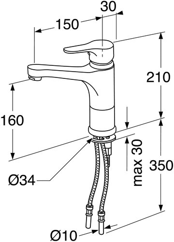 Gustavsberg Nautic f�rh�jd med fast pip, 150 mm