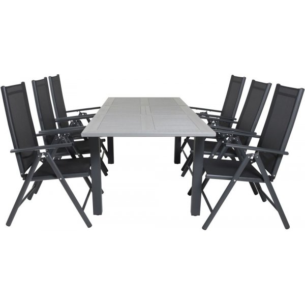 Ekens Matgrupp (152x90) - Svart/Gr - 6 Stolar