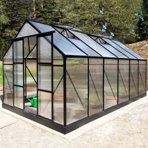 Växthus 10,7m² | 6mm kanalplast | Hög odlingshöjd | Svart Växthus 10,7m² | 6mm kanalplast | Hög odlingshöjd | Svart