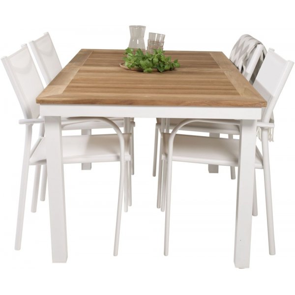 Dotorp Matgrupp (160x90) - Vit/Natur - 4 Stolar Dotorp Matgrupp (160x90) - Vit/Natur - 4 Stolar