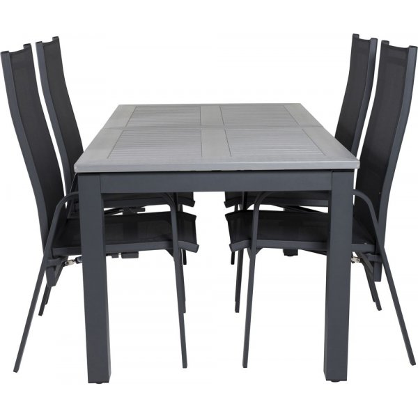 Ekens Matgrupp (152x90) - Svart/Gr - 4 Stolar