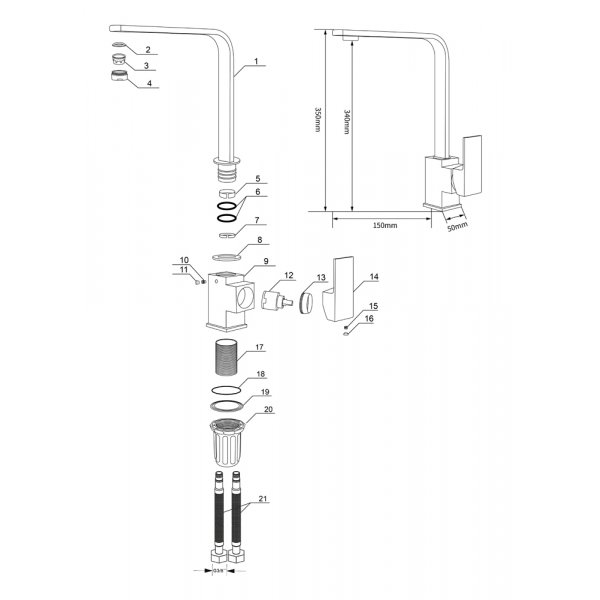 Keittiön hana Daisy - musta Keittiön hana Daisy - musta