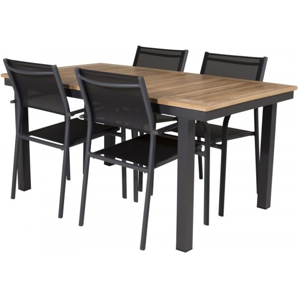 Dotorp Spisegruppe (160x90) - Sort/Natur - 4 Stole Dotorp Spisegruppe (160x90) - Sort/Natur - 4 Stole