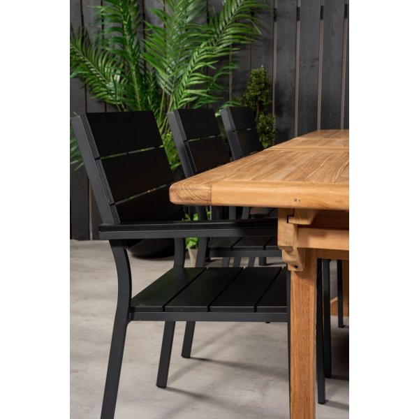 Bjurker Matgrupp (195x110) - Svart/Natur - 6 Stolar