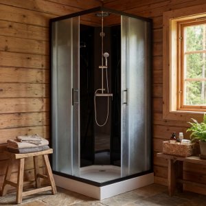 Duschkabin 80�80x215 cm | Vit glas & massagejets | Nova