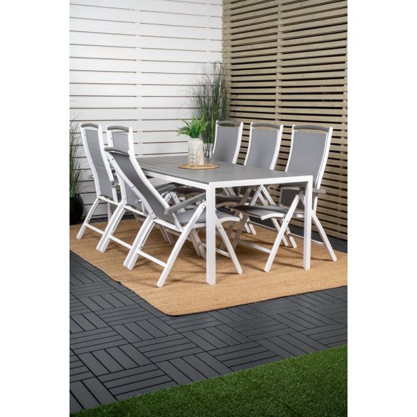 Ervalla Matgrupp (205x90) - Vit/Grå - 6 Stolar Ervalla Matgrupp (205x90) - Vit/Grå - 6 Stolar