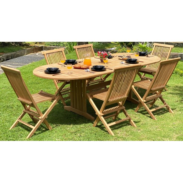 Salt - Ovalt matbord i teak - Bordet r frlngningsbart 180/240 cm