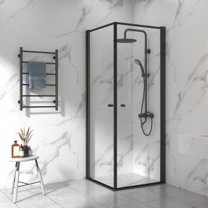 Brusekabine 90x90cm | Aluminium og sikkerhedsglas | Sort ramme Brusekabine 90x90cm | Aluminium og sikkerhedsglas | Sort ramme