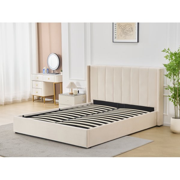 Sängram med sänggavel och förvaring 180 x 200 cm - Beige - Bianca Sängram med sänggavel och förvaring 180 x 200 cm - Beige - Bianca