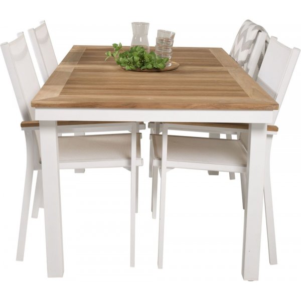 Dotorp Matgrupp (160x90) - Vit/Natur - 4 Stolar