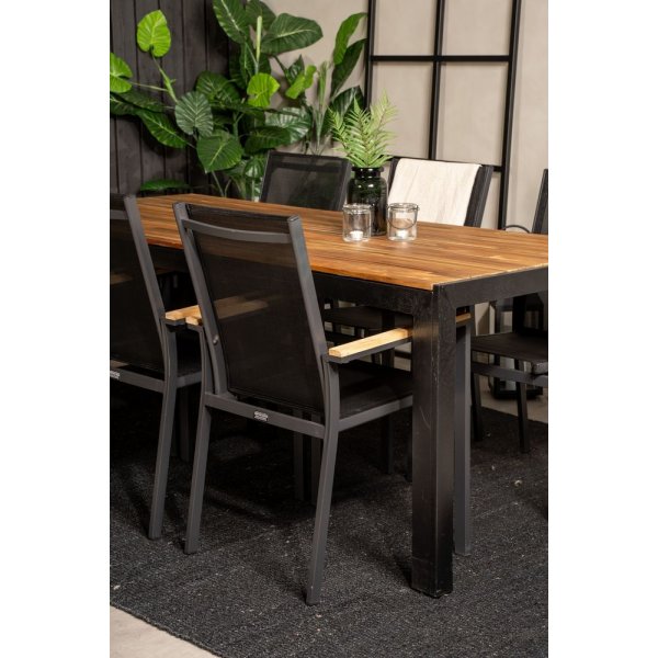 Balsjö Matgrupp (205x90) - Svart/Natur - 6 Stolar Balsjö Matgrupp (205x90) - Svart/Natur - 6 Stolar