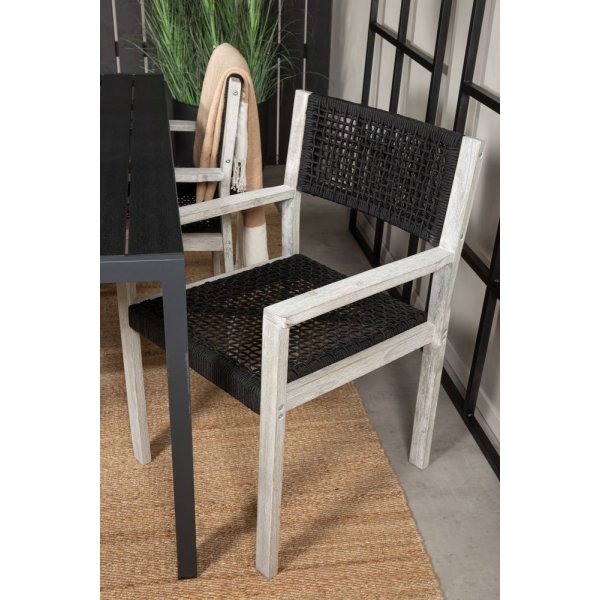 Ervalla Matgrupp (150x90) - Whitewash/Svart - 4 Stolar Ervalla Matgrupp (150x90) - Whitewash/Svart - 4 Stolar