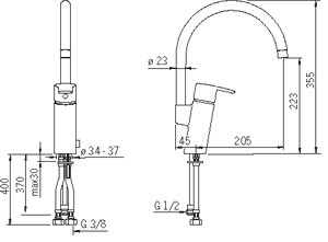 Oras Köksblandare med avstängning, 6 V Cubista 2839F Oras Köksblandare med avstängning, 6 V Cubista 2839F