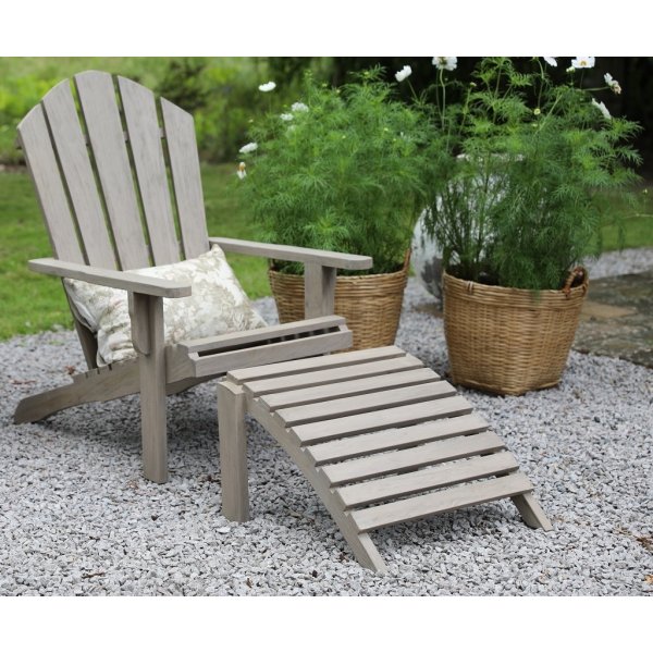 Salt dckstol med fotpall - Gr teak