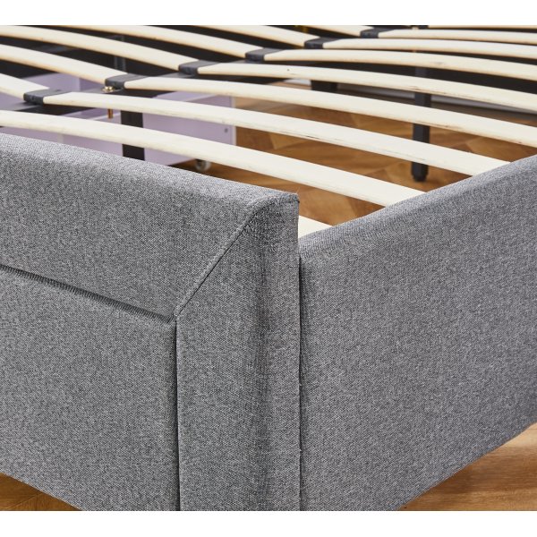 S�ngram med f�rvaring inklusive s�nggavel 160 x 200 cm gr�