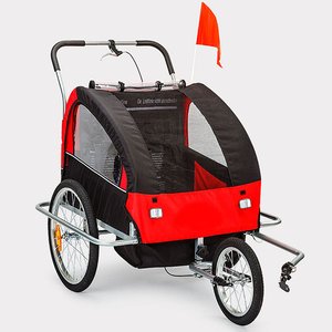 Cykelvagn/joggingvagn med stötdämpare - Röd - Cykelvagnar, Cykeltillbehör, Cyklar