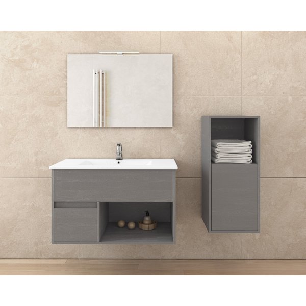 Badrumsmbler Sorrento 85 - Cementfrgat med spegel- & sidoskp