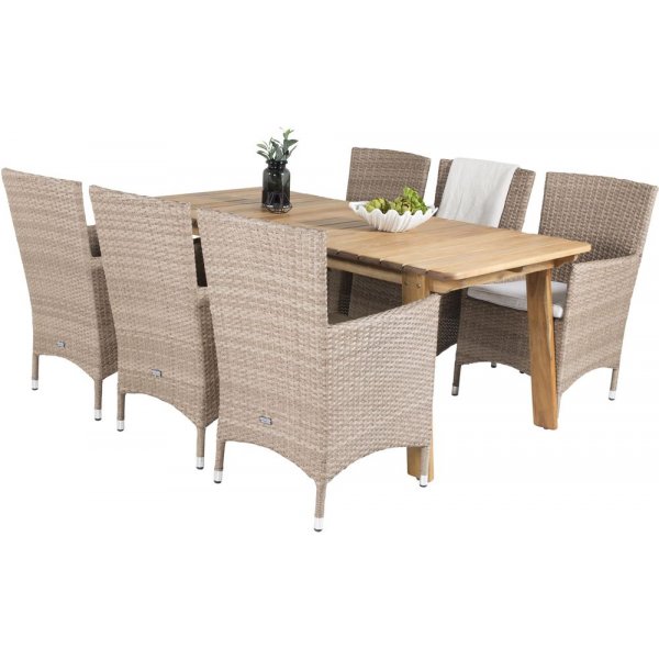 Malmby Matgrupp (180x90) - Natur - 6 Stolar