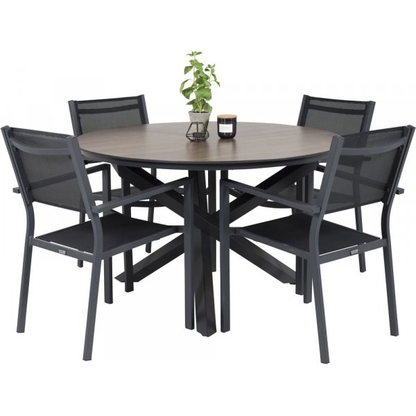 Tottarp Matgrupp (ø140) - Svart/Brun - 4 Stolar Tottarp Matgrupp (ø140) - Svart/Brun - 4 Stolar