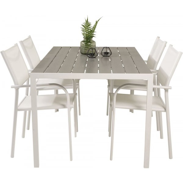 Ervalla Matgrupp (150x90) - Vit/Gr� - 4 Stolar