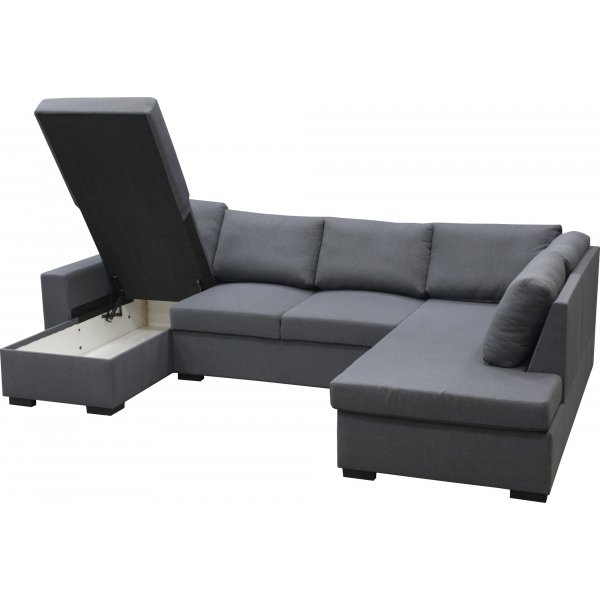 U-soffa Solna v�ndbar - 309 cm - m�rkgr�