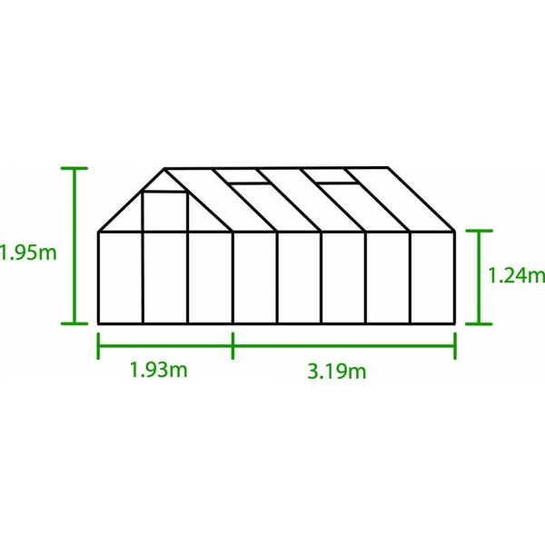 Växthus Popular 6,2 m² - Svart med härdat glas Växthus Popular 6,2 m² - Svart med härdat glas