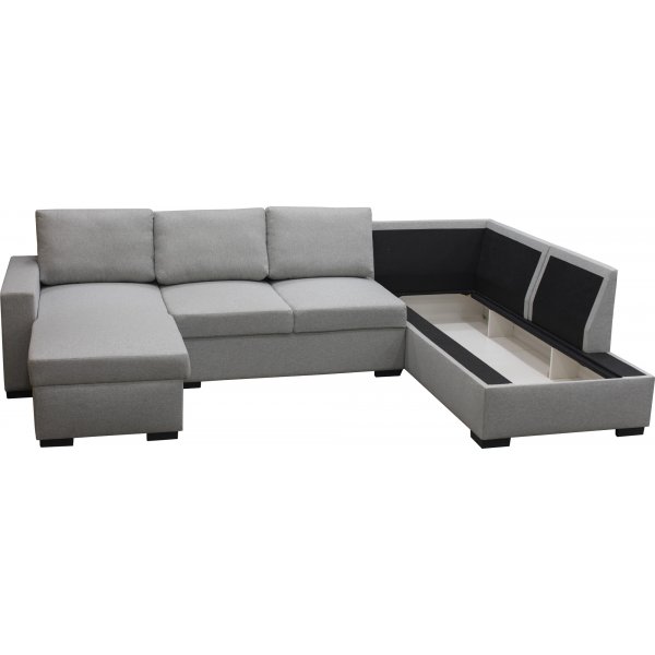 U-soffa Solna med f�rvaring - 309 cm - ljusgr�