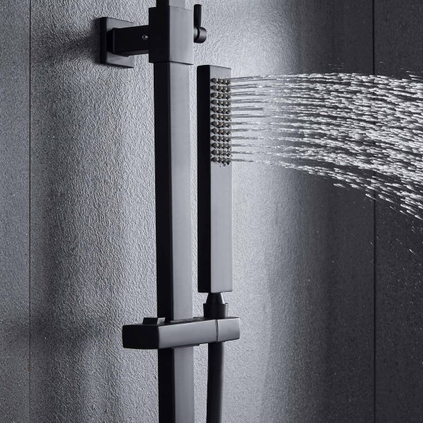 Komplet loftbrusers�t med h�ndbruser i kantet design | Sort