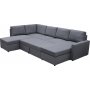 U-soffa b�ddsoffa Dream med f�rvaring - 299 cm - m�rkgr�