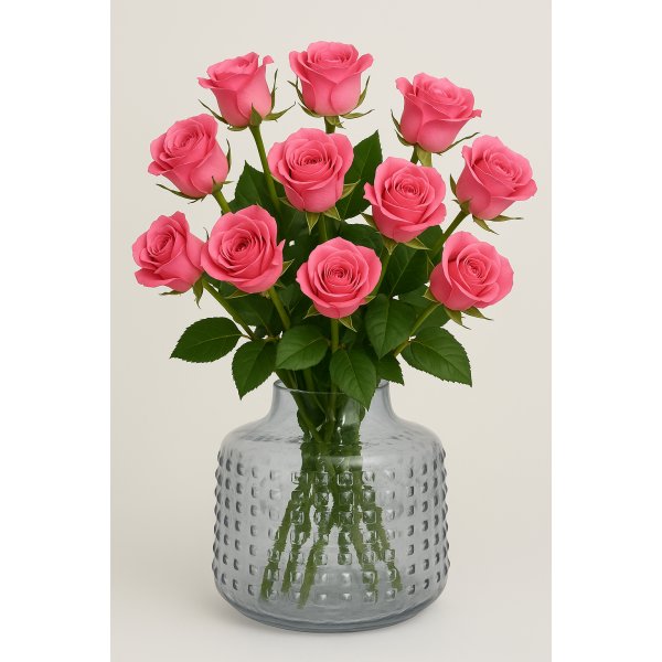 Blomvas i glas 19 cm h�g