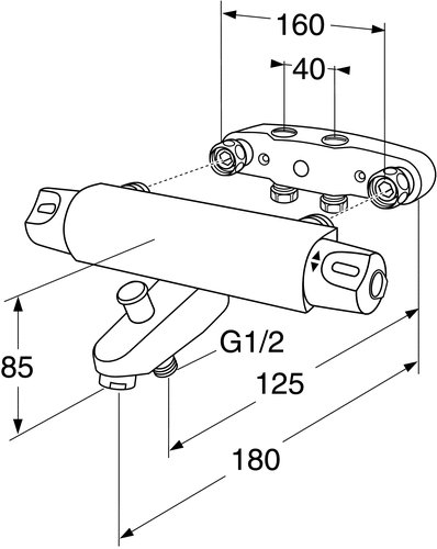 Gustavsberg Nautic termostat badkarsblandare 160/40 c-c Gustavsberg Nautic termostat badkarsblandare 160/40 c-c