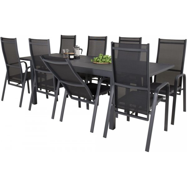 Holma Spisegruppe (160x100) - Sort - 8 Stole Holma Spisegruppe (160x100) - Sort - 8 Stole