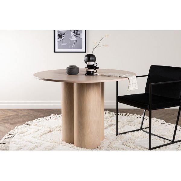 Matbord runt 110 cm Whitewash - Olivia