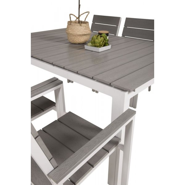 Pr�ssebo Matgrupp (160x100) - Vit/Gr� - 6 Stolar