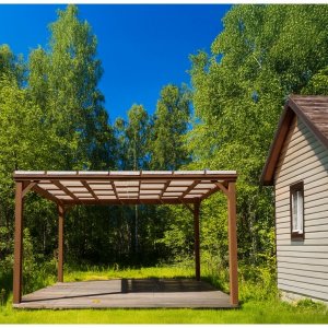 Tr�pergola 3,65x3m furu m�rkbrun f�r altan & tr�dg�rd