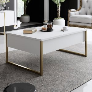Lux soffbord 90 x 60 cm - Vit/guld