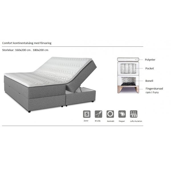 S�ng med f�rvaring 180 cm - Beige