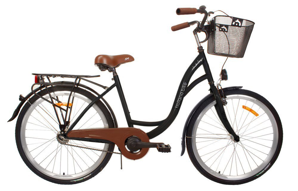 Damcykel Holland - Svart + Reflexsele